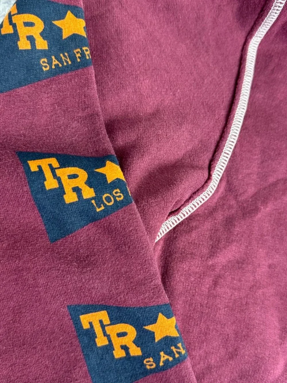 True Religion Maroon Hoodie Jacket Mens XXL Los Angeles 1956 Captains Retro